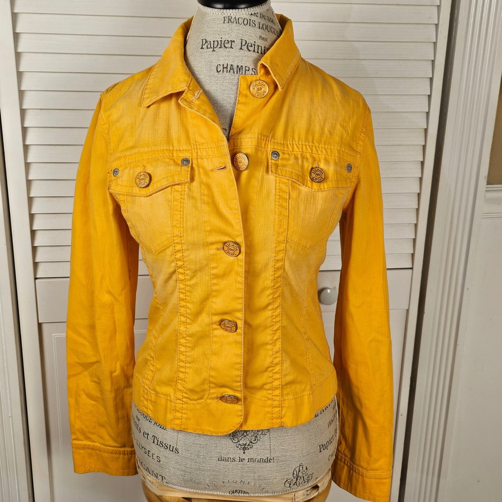 Escada Sport Womens Yellow Denim Jacket 36